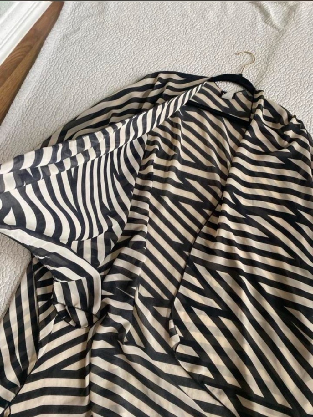 ALLOY Black and Cream Zebra-Print Open Kimono Cardigan - Picture 7 of 8